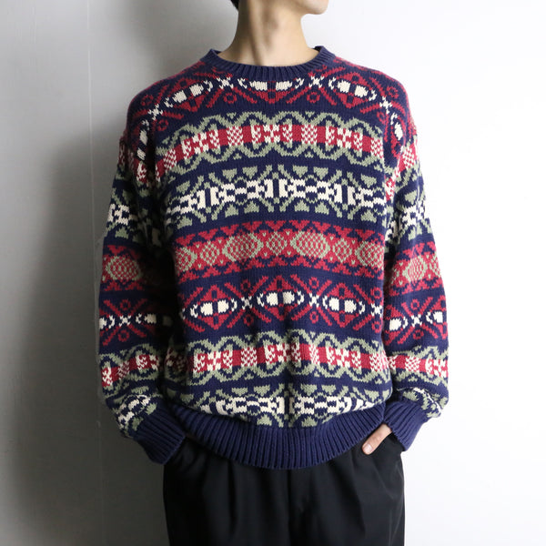 “OLD GAP” fair isle pattern cotton knit