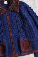 3D dot bi-color short knit jacket