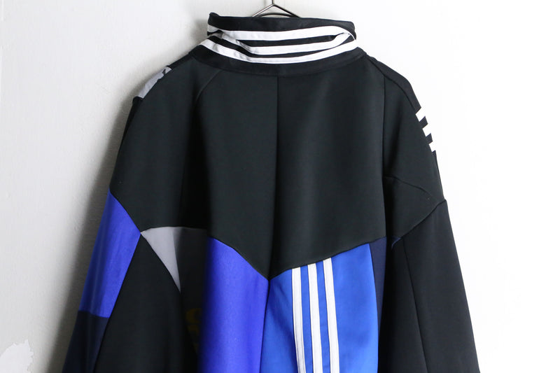 "Re:make" black×blue patchwork track jacket