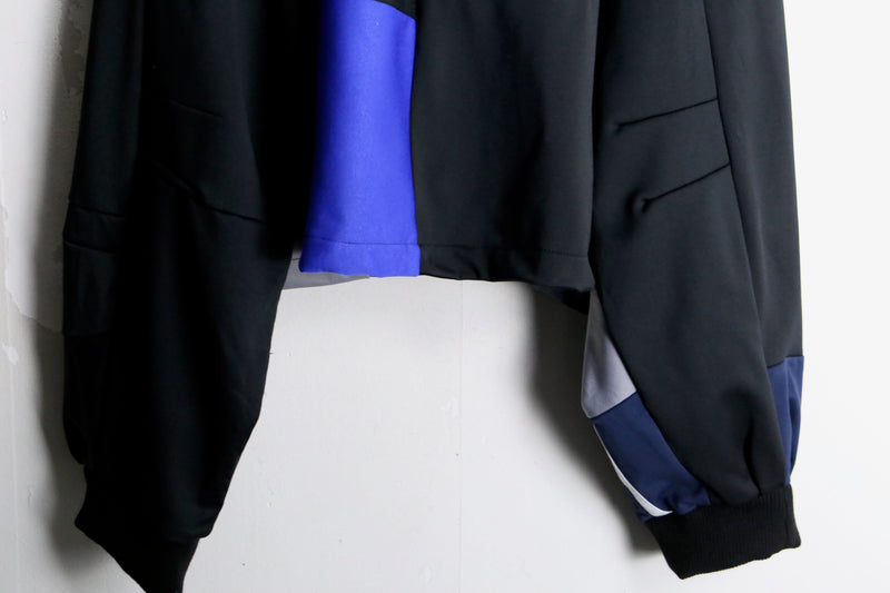 "Re:make" black×blue patchwork track jacket