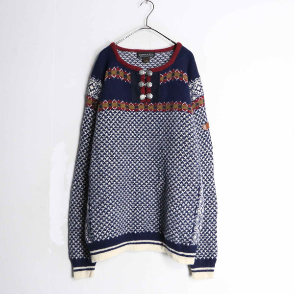 wool tyrolean pattern knit sweater