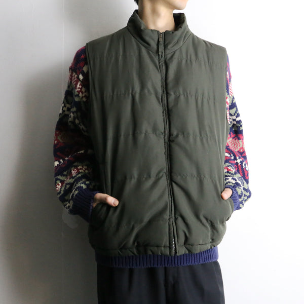 khaki high neck zip down vest