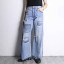 "Re:make" patch&crash design buggy flare denim