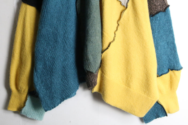 "Re:make" patchwork design loose mohair knit