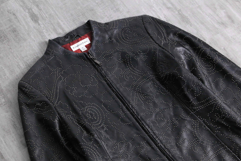 1990s embossed lamb skin leather jacket