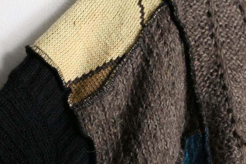 "Re:make" patchwork design loose mohair knit