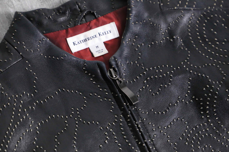 1990s embossed lamb skin leather jacket
