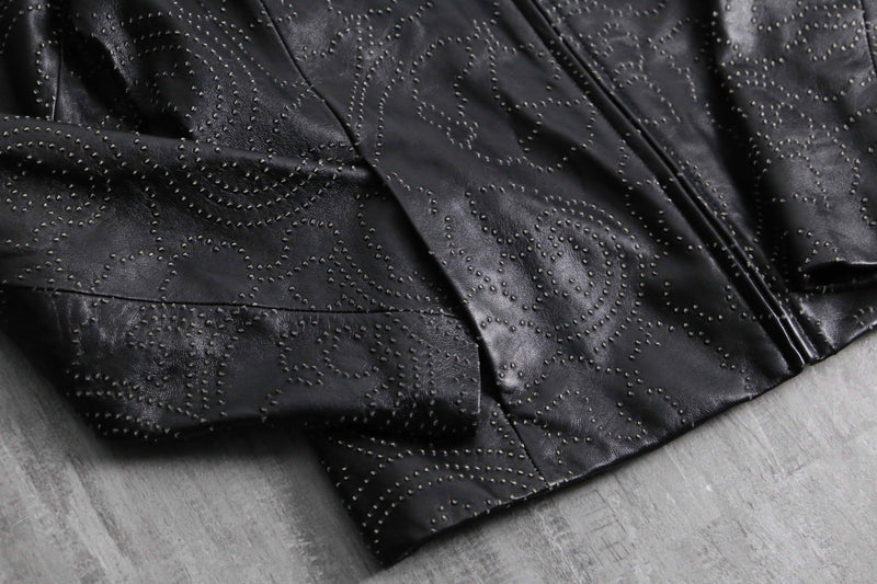 1990s embossed lamb skin leather jacket