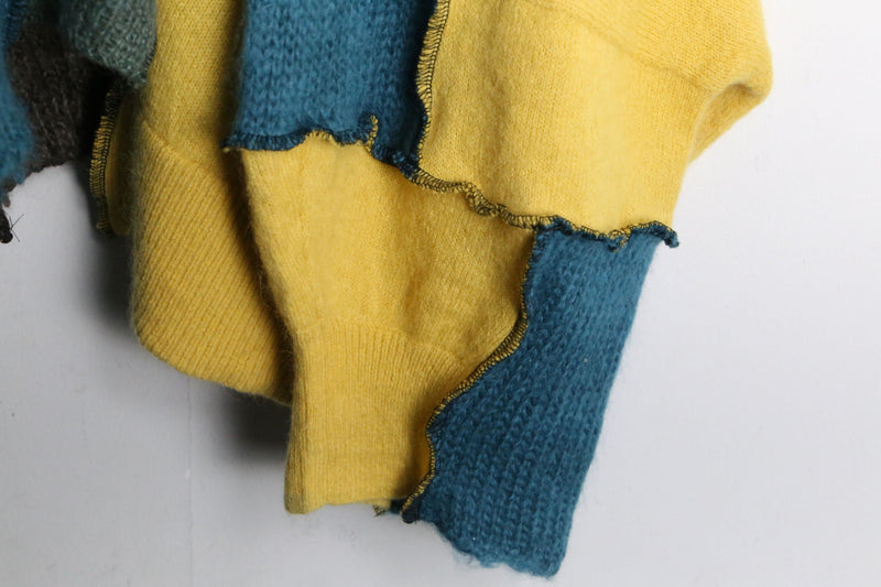 "Re:make" patchwork design loose mohair knit