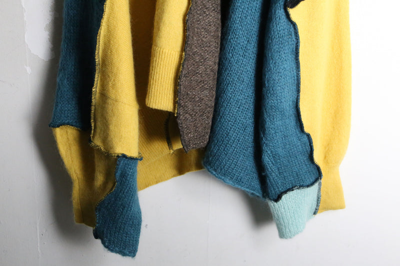 "Re:make" patchwork design loose mohair knit