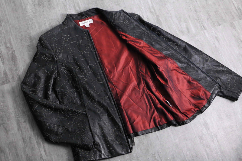 1990s embossed lamb skin leather jacket