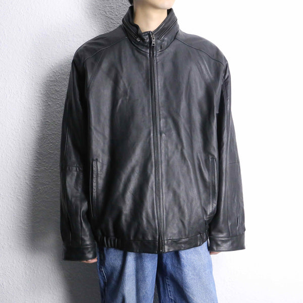 "IZOT Lacoste" black leather single jacket