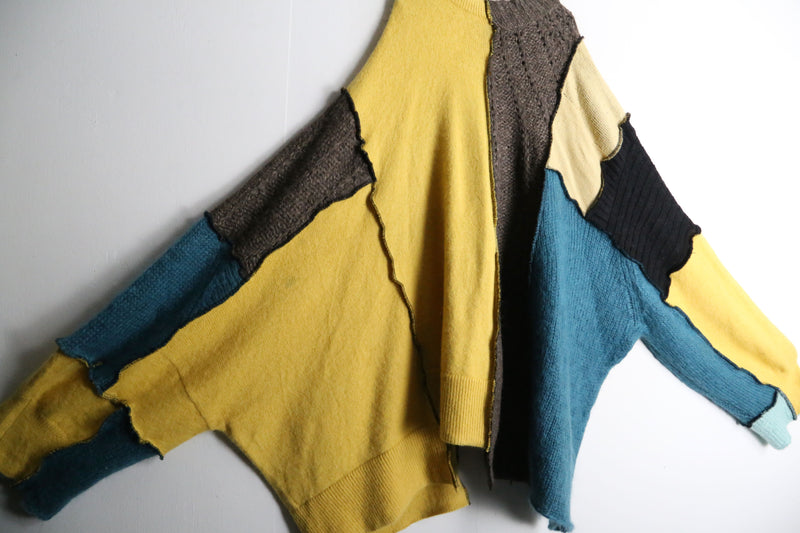 "Re:make" patchwork design loose mohair knit