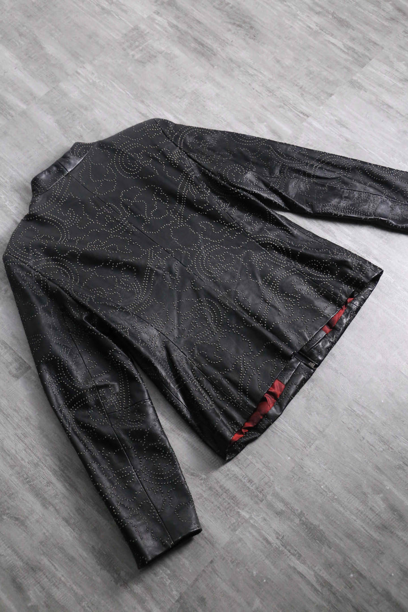 1990s embossed lamb skin leather jacket