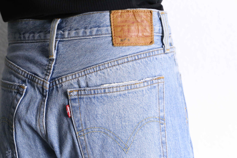 "Re:make" patch&crash design buggy flare denim