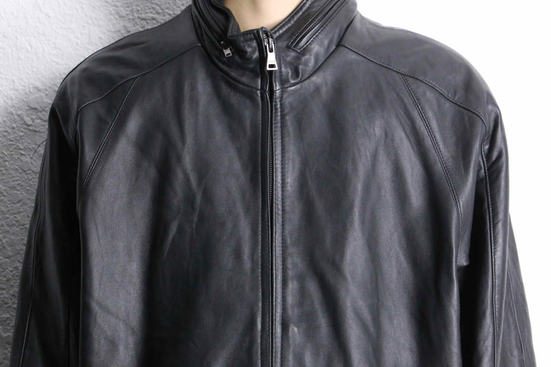 "IZOT Lacoste" black leather single jacket