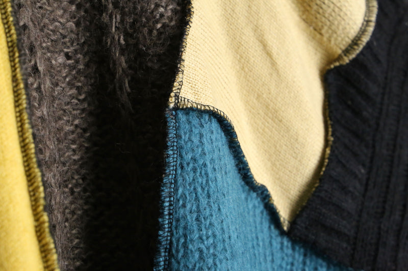 "Re:make" patchwork design loose mohair knit