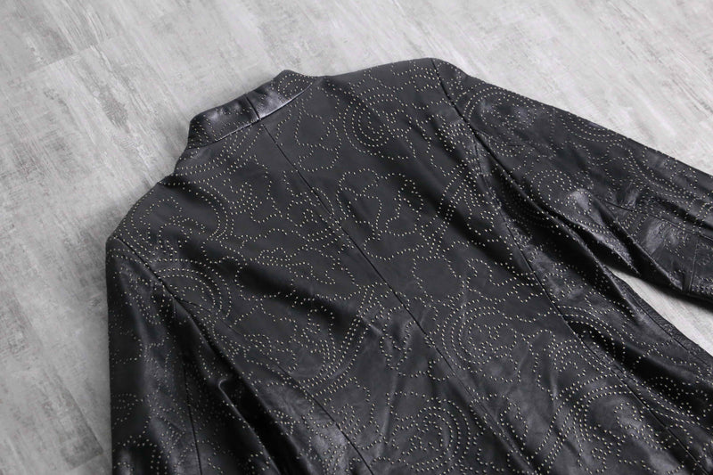 1990s embossed lamb skin leather jacket