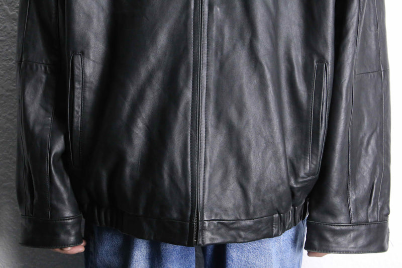 "IZOT Lacoste" black leather single jacket
