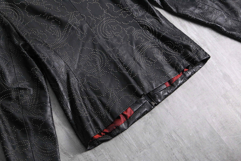 1990s embossed lamb skin leather jacket