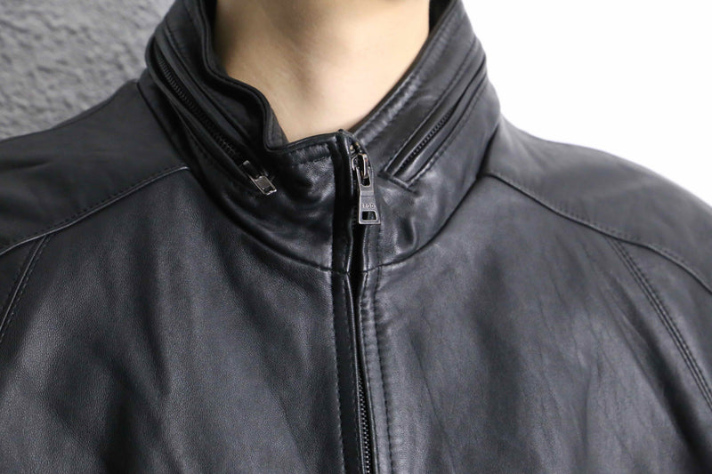 "IZOT Lacoste" black leather single jacket