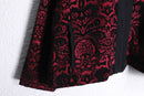 red × black damask jacquard zip-up jacket
