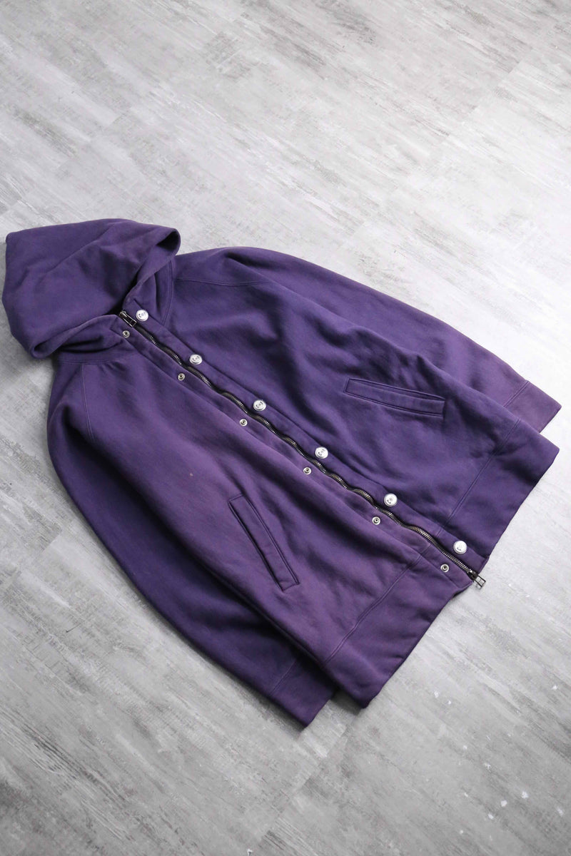 silhouette changes purple tiny double zip hoodie