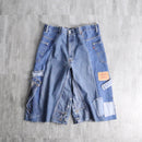 "Re:make" patchwork wide denim shorts