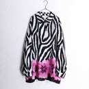 zebra×flower pattern L/S shirt : pink