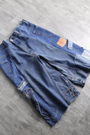 "Re:make" patchwork wide denim shorts