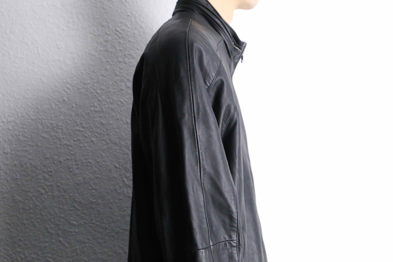 "IZOT Lacoste" black leather single jacket
