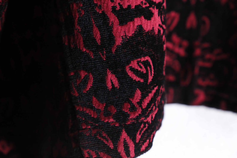 red × black damask jacquard zip-up jacket