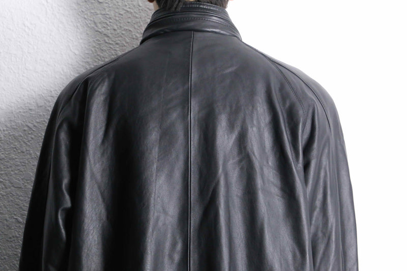 "IZOT Lacoste" black leather single jacket