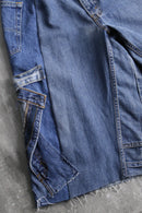 "Re:make" patchwork wide denim shorts