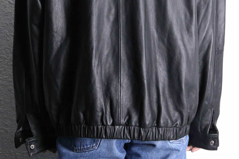 "IZOT Lacoste" black leather single jacket