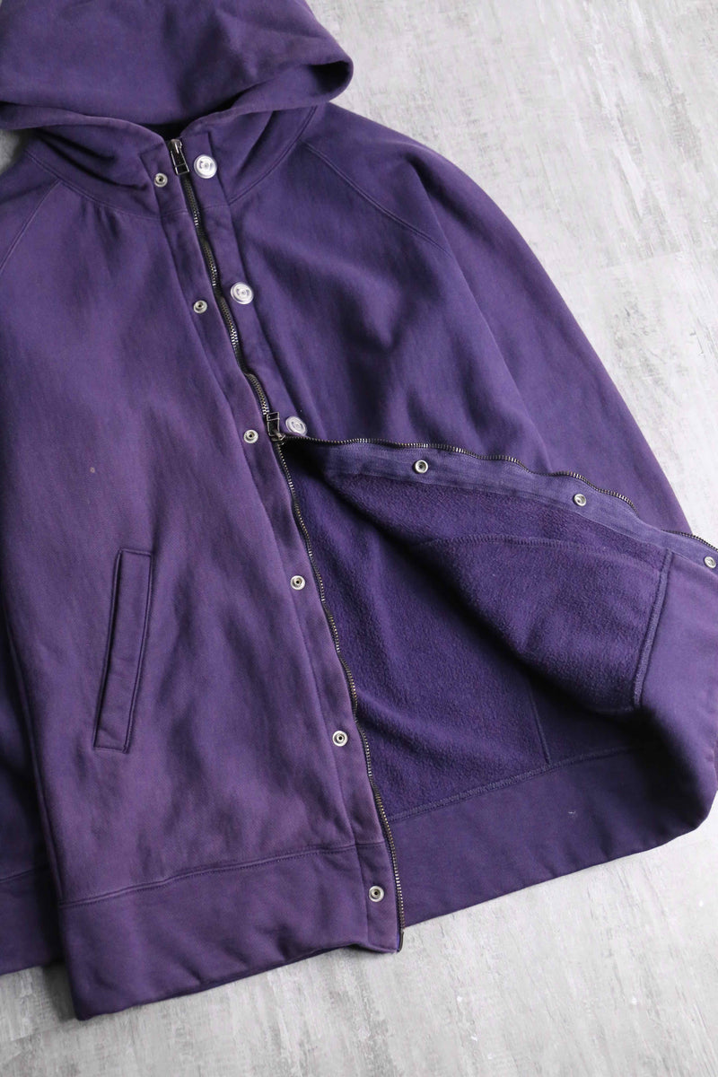 silhouette changes purple tiny double zip hoodie