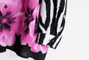 zebra×flower pattern L/S shirt : pink