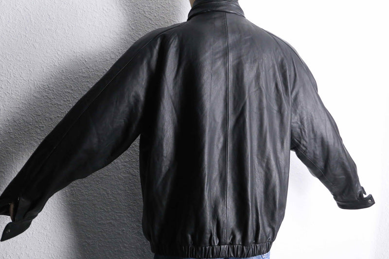 "IZOT Lacoste" black leather single jacket
