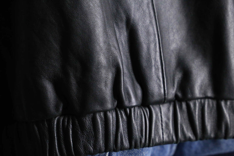 "IZOT Lacoste" black leather single jacket