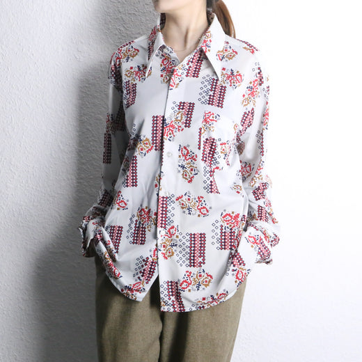 70's  geometric pattern nylon shirt
