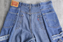 "Re:make" patchwork wide denim shorts