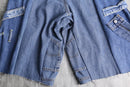 "Re:make" patchwork wide denim shorts
