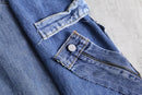 "Re:make" patchwork wide denim shorts