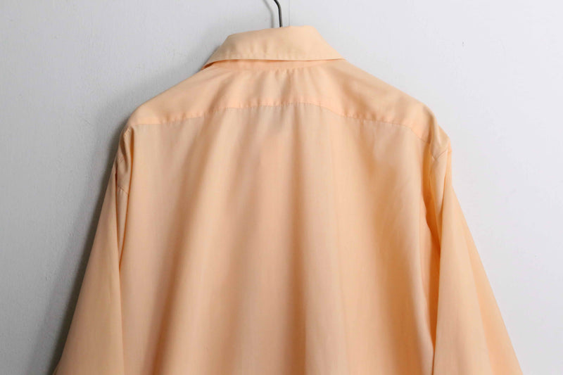 70's pale orange color frill dress shirt