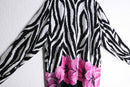 zebra×flower pattern L/S shirt : pink