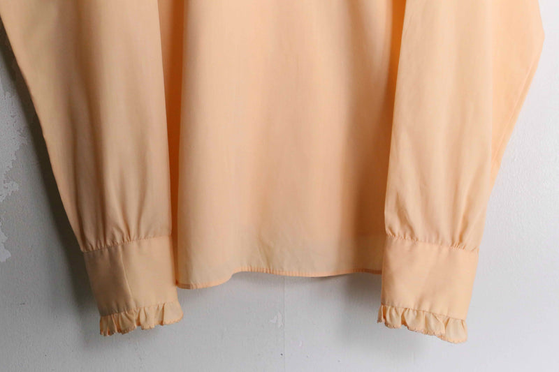 70's pale orange color frill dress shirt