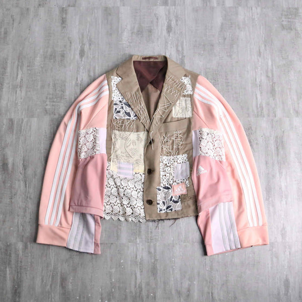 ''Re:make'' track×suit docking pink lace tailored  jacket