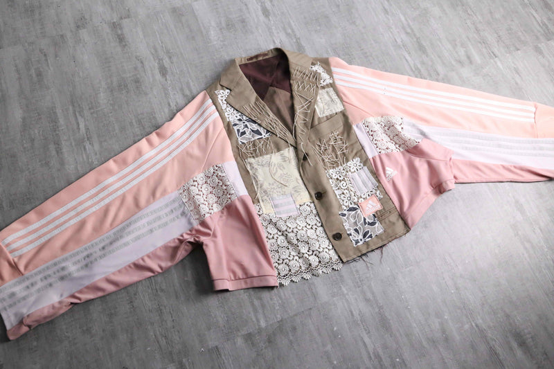 ''Re:make'' track×suit docking pink lace tailored  jacket