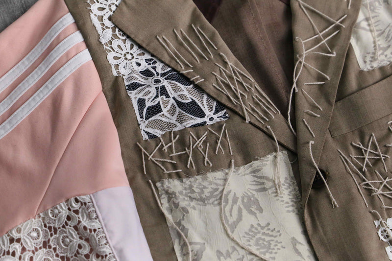 ''Re:make'' track×suit docking pink lace tailored  jacket