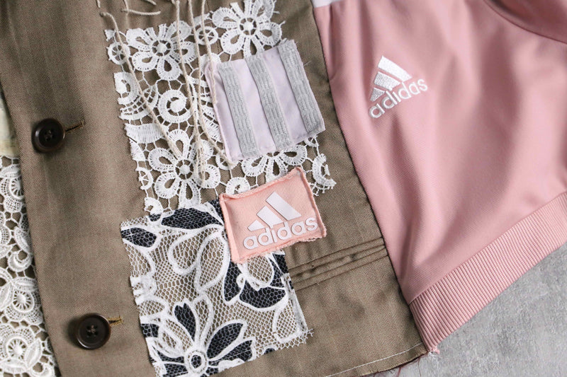 ''Re:make'' track×suit docking pink lace tailored  jacket